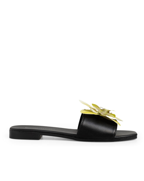 Sandalia Plana Negra Flor 202L